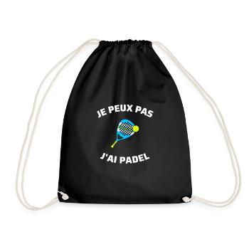 t shirt je peux pas j'ai padel humour j'peux pas - Sac de sport léger - noir - Devant