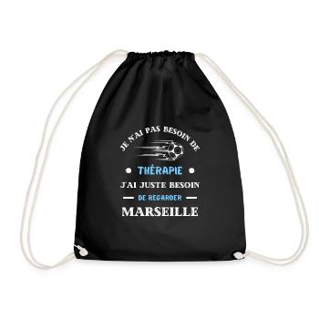 t shirt therapie marseille foot humour marseillais - Sac de sport léger - noir - Devant
