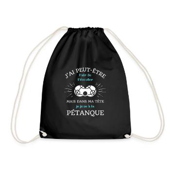 t shirt humour petanque dans ma tete bouliste - Sac de sport léger - noir - Devant