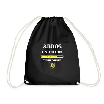 t shirt abdos en cours humour musculation homme - Sac de sport léger - noir - Devant