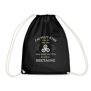 t shirt dans ma tete bretagne humour breton breizh - Sac de sport léger - noir - Devant