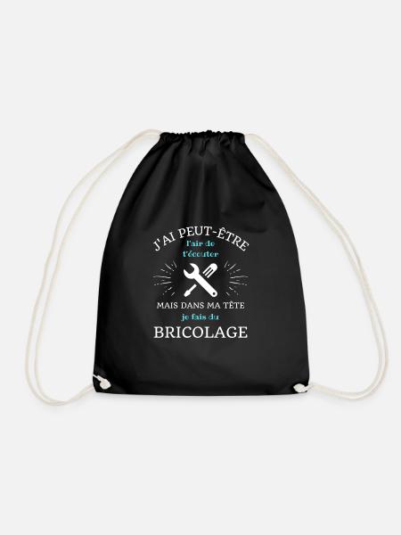 t shirt dans ma tete bricolage humour bricoleur - Sac de sport léger - noir