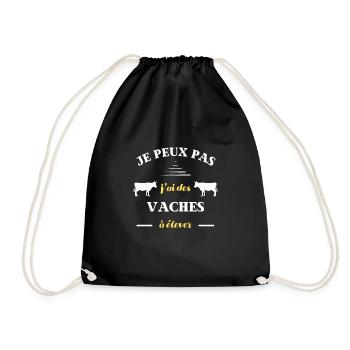 je peux pas j'ai des vaches à élever humour vache - Sac de sport léger - noir - Devant