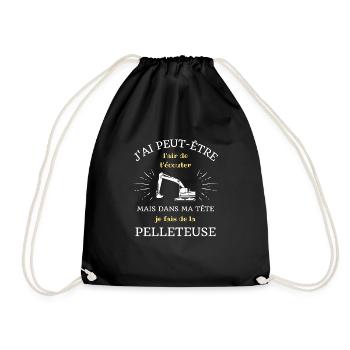 dans ma tete pelleteuse humour engins chantier - Sac de sport léger - noir - Devant