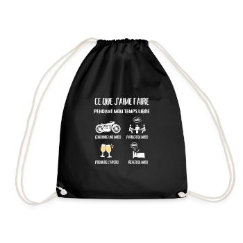 temps libre moto apéro humour motard homme cadeau - Sac de sport léger - noir - Devant