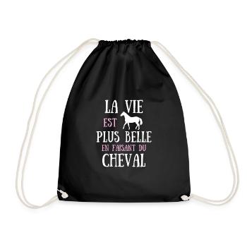 Cheval femme vie plus belle humour fille cadeau - Sac de sport léger - noir - Devant