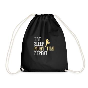 eat sleep muay thai humor martial arts geschenk - Turnbeutel - Schwarz - Vorne