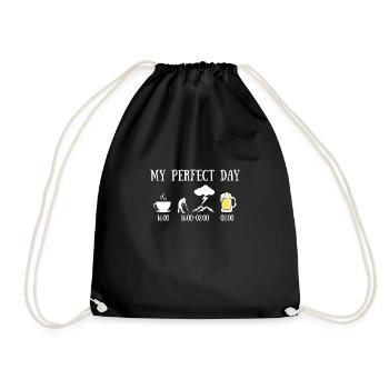 Perfect Day Storm Chaser Beer Humor Thunderstorm - Drawstring Bag - black - Front