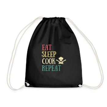 eat sleep cuisine homme humour chef cuisinier - Sac de sport léger - noir - Devant