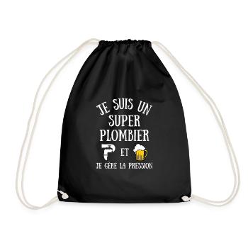 Super plombier pression humour plomberie homme - Sac de sport léger - noir - Devant