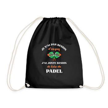 pas besoin de psy padel homme humour padeliste - Sac de sport léger - noir - Devant