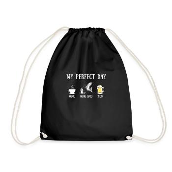 Mein perfekter Tag Fischer Mann Humor Fischer Geschenk - Turnbeutel - Schwarz - Vorne