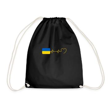 Herzschlag Ukraine Mann Ukrainische Flagge - Turnbeutel - Schwarz - Vorne