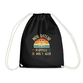 mon bateau m'appelle humour marin vintage homme - Sac de sport léger - noir - Devant
