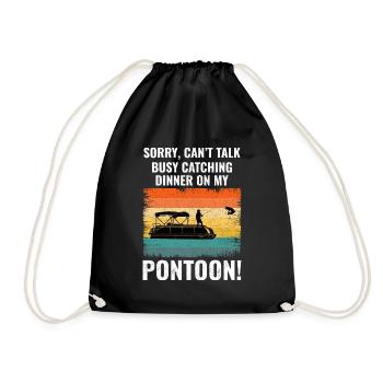 Pontonboot Bootfahren Pontooning Angeln Retro - Turnbeutel - Schwarz - Vorne
