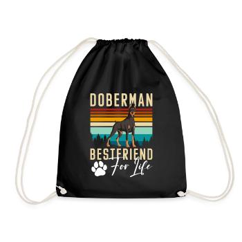 Doberman Dog Breed Protector Schutzhund - Drawstring Bag - black - Front