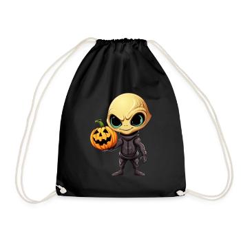 Alien d’Halloween avec citrouille - Sac de sport léger - noir - Devant