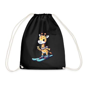 Girafe Ski Skieur Vacances De Ski Hiver Sports D’hiver - Sac de sport léger - noir - Devant