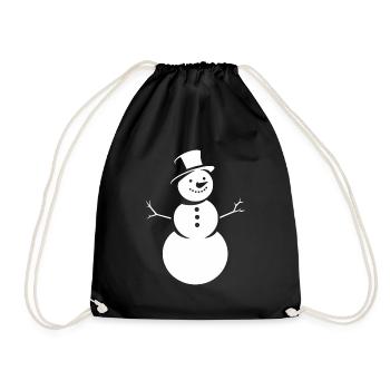 Minimalist silhouette of a snowman - Drawstring Bag - black - Front