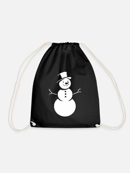 Minimalistische Silhouette eines Schneemanns - Turnbeutel - Schwarz