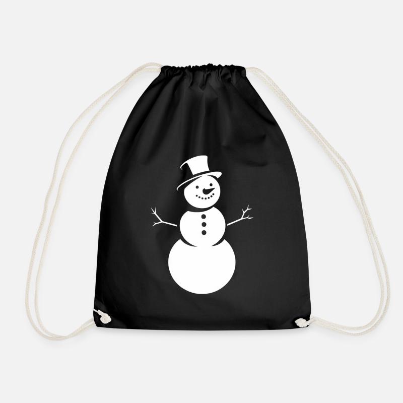 Minimalistische Silhouette eines Schneemanns - Turnbeutel - Schwarz