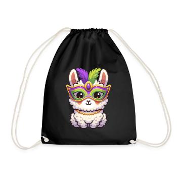 Mardi Gras Llama Party Design - Drawstring Bag - black - Front