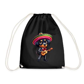 Dobermann als Mariachi Gitarrist Cinco de Mayo - Turnbeutel - Schwarz - Vorne