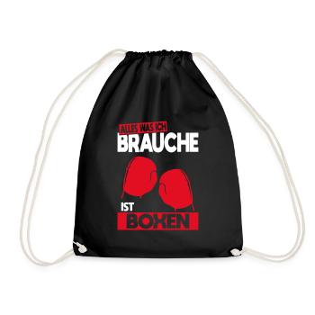 Alles was ich brauche ist Boxen - Geschenkidee - Turnbeutel - Schwarz - Vorne