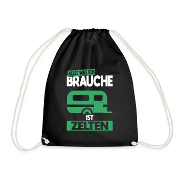 All I need is camping - gift idea - Drawstring Bag - black - Front