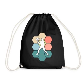 Abstract Padel Player Motif Padel Padeltennis - Drawstring Bag - black - Front