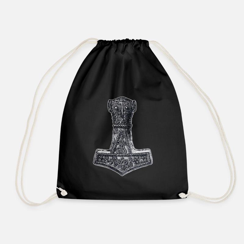 Original Thors Hammer Viking Celtic Symbol - Drawstring Bag - black