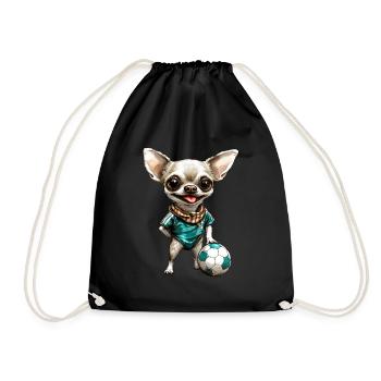 Football Chihuahua - Drawstring Bag - black - Front