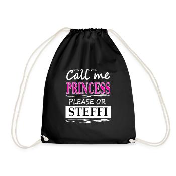 My name is Steffi I am Stefanie girl name - Drawstring Bag - black - Front