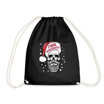 FROHE WEIHNACHTEN-SKULL-TOTENKOPF - Turnbeutel - Schwarz - Vorne