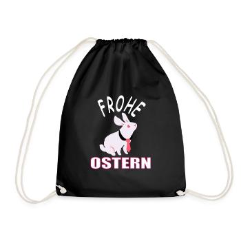 Frohe Ostern Osterhase Hase Karotten Geschenkidee - Turnbeutel - Schwarz - Vorne