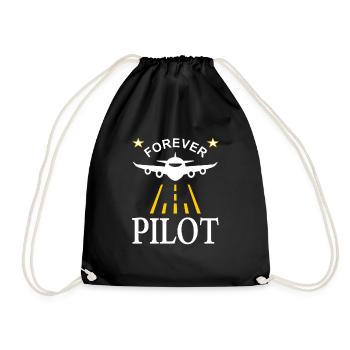 Für immer Pilot Kapitän Flugzeug fliegen Geschenk - Turnbeutel - Schwarz - Vorne