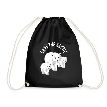 Save the Arctic White Bear Polar Bear North Pole Gift - Drawstring Bag - black - Front
