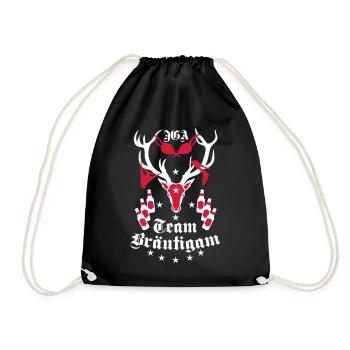 173 Hirsch JGA Team Bräutigam Bier Freunde - Turnbeutel - Schwarz - Vorne
