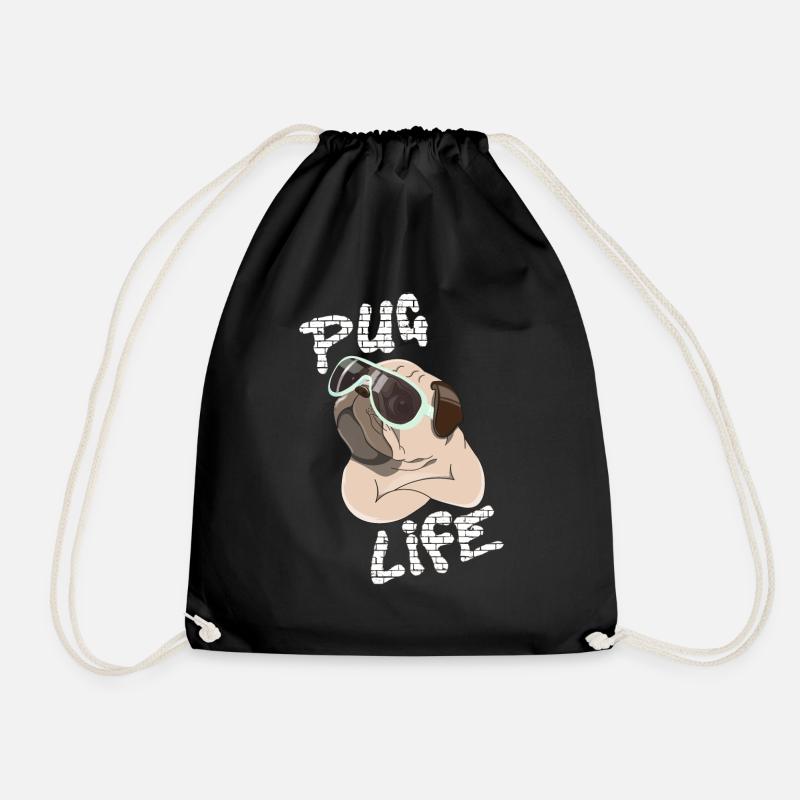 Mops: Pug Life - Turnbeutel - Schwarz