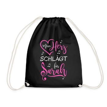 Mein Herz schlägt für Sarah - Turnbeutel - Schwarz - Vorne