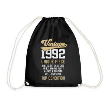 VINTAGE 1992 UNIQUE PIECE 34TH BIRTHDAY - Drawstring Bag - black - Front
