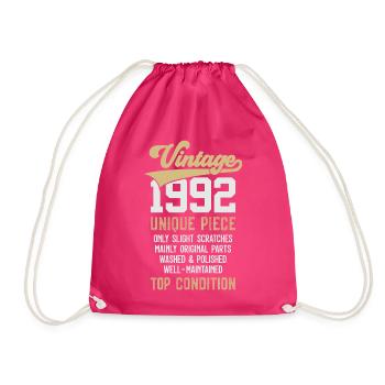 VINTAGE 1992 UNIQUE PIECE 34TH BIRTHDAY - Drawstring Bag - fuchsia - Front