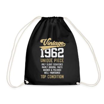 VINTAGE 1962 UNIQUE PIECE 64TH BIRTHDAY - Drawstring Bag - black - Front