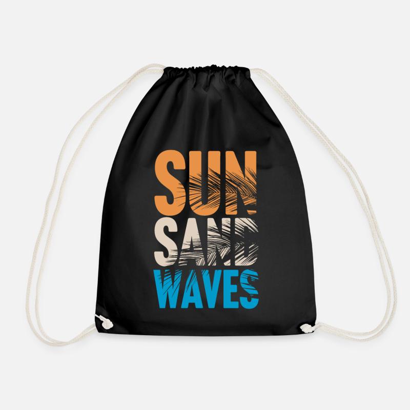 Sun Sand Waves - Drawstring Bag - black