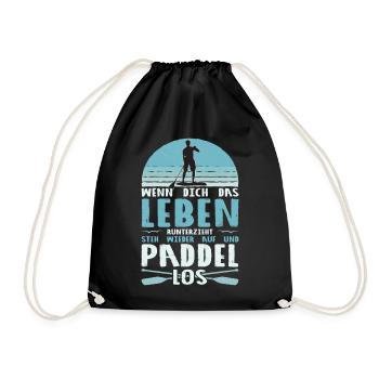 Stand Up Paddling T-Shirt Lustiges SUP Shirt - Turnbeutel - Schwarz - Vorne