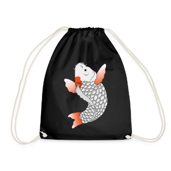 Japanischer Koi - Turnbeutel - Schwarz - Vorne