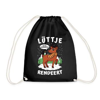 Lüttje Rendeert kleines Rentier - Turnbeutel - Schwarz - Vorne