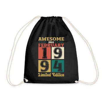 30.Geburtstag Awesome since Februar Jahrgang 1994 - Turnbeutel - Schwarz - Vorne