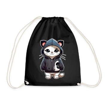 Chat cool avec sweat à capuche - Sac de sport léger - noir - Devant