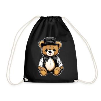 Ours en peluche mignon avec chapeau - Sac de sport léger - noir - Devant